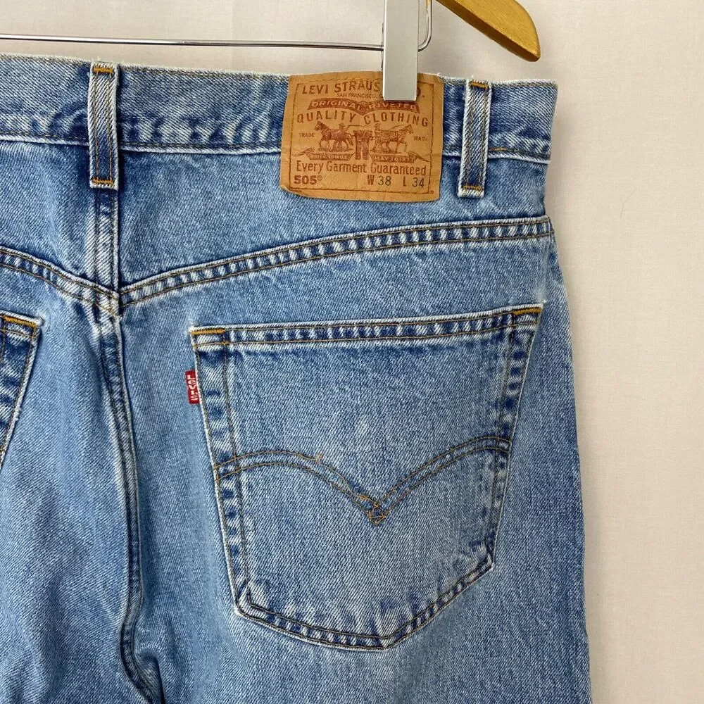 Levis‎ 505 Jeans Mens 36x34 Blue Regular Fit Straight Leg Cotton Vintage Y2K